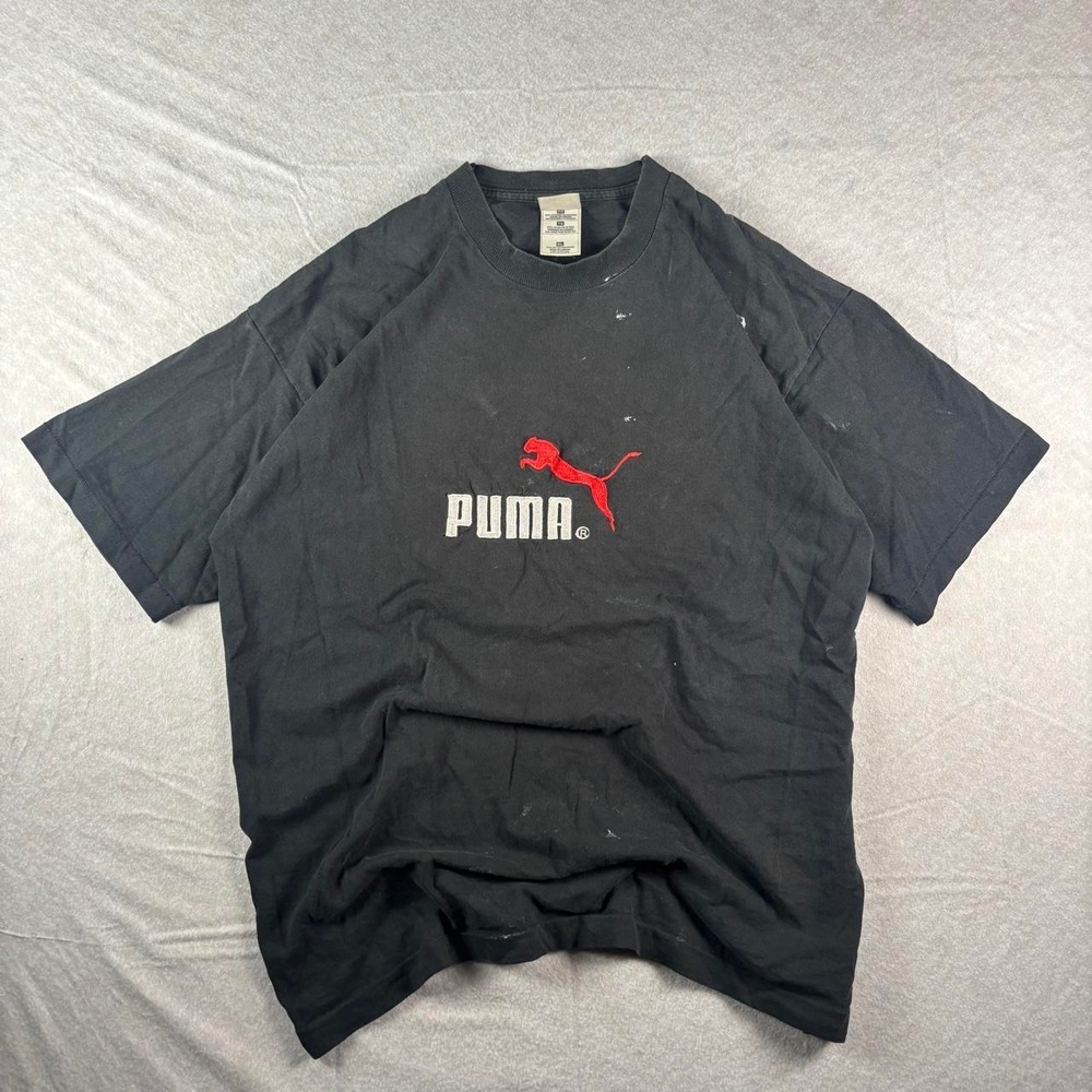 Vintage Black Puma Logo T-Shirt – Size XL